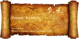 Vanek Albert névjegykártya